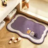 Tapete de chão de terra de diatomáceas com design fofo de animal de desenho animado, tapete de banheiro antiderrapante e resistente à sujeira, tapete absorvente de água e de secagem rápida para entrada do chuveiro, atacado