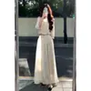 Estilo Francés Elegante Vestido Blanco de Resort para Mujer Verano 2026 Nuevo Hombros Descubiertos Súper Hermoso Conjunto Vestido Largo