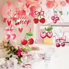 Decoración de Fiesta de Cumpleaños Tema Cereza Lazo Espiral de Cereza Arreglo Espiral Tema Cereza