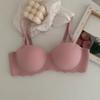 Ropa interior japonesa sencilla de una pieza para niñas, sujetador push-up grueso de color caramelo con pecho pequeño, sin aro de acero y sin marcas para estudiantes de secundaria.