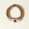 Pulseira de Ervas Medicinais Chinesas com Contas de Incenso de Pera 0,6 + Laço Duplo DIY Pulseira Fresca de Cura Estilo Nacional