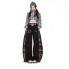 Pantalones deportivos OREETA de alta calle americanos con estampado desgastado, dobladillo curvo, para hombre y mujer, diseño holgado de pierna ancha, pantalones de baile jazz