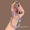 Cadena de Teléfono Popular de Cuentas de Cristal de Colores Bolso Corto de Muñeca Llavero Anti-Pérdida Funda de Teléfono para Mujer Correa