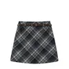 Falda de Lana Cuadros Coreana Tallas Grandes para Mujer en Otoño e Invierno Falda Gruesa de Línea A para Gorditas Falda de Cintura Alta con Cadera con Cinturón
