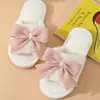 Pantuflas de Felpa de Algodón Talla Grande de Invierno para Mujer con Lazo, Pantuflas Versátiles de Moda para Interiores del Hogar, Pantuflas de Algodón Cálidas y Cómodas