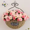 Colgante de Pared Pastoral Cesta de Flores de Hierba Tejida Maceta Colgante Decoración de Pared para el Hogar Contenedor de Flores para Flores Flores Secas Cesta Tejida