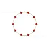 Colar de Trevo de Quatro Folhas e Flor de Dez Folhas V-Gold CNC de Alta Qualidade para Mulheres, Galvanizado com Ouro Maciço 18K, Calcedônia Natural e Madrepérola, Venda Direta da Fábrica