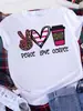Transfronterizo Talla Europea2025 Alma Valiente L Retro Americano Letra Amor Blanco Camiseta Mujer Manga Corta Cuello Redondo