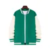 Ropa de hombre estilo béisbol, colección otoño/invierno, chaqueta deportiva y casual estilo americano de corte holgado con cuello alto, chaqueta bomber de color liso