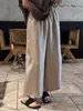 Pantalones casuales de pierna ancha de acetato estilo coreano simple Lino para mujer, nuevo modelo de verano 2026, sensación relajada, color liso, pantalones holgados