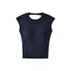 Camiseta Vermelha de Gola Redonda sem Costas para Mulheres, Roupa de Verão, Slim Fit Sexy, Top Curto com Mangas Leves Pequenas