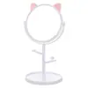 Espejo de Maquillaje de Plástico con Orejas de Gato para Escritorio, Espejo de Tocador Giratorio Portátil para Salones de Belleza, Lindo Espejo con Orejas de Oso de Dibujos Animados
