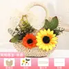 Bolso Tejido de Paja Floral Hecho a Mano para DIY con Materiales de Flores Artificiales, Bolso de Mano para Actividades de Team Building y Calentamiento, Bolso de Mano Pequeño
