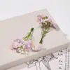 4 cabezas de flor de seda artificial con teñido degradado, cabezas pequeñas de flor de ciruelo para tocados de boda hechos a mano DIY, pequeños ramos de flores artificiales al por mayor