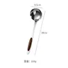 Pala de cocina de acero inoxidable con mango de madera de durazno dorado Sanli engrosada juego de utensilios de cocina para el hogar espátula de acero inoxidable cuchara de sopa colador