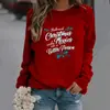 Sudadera Navideña de Comercio Exterior para Mujer de Manga Larga Hoja Verde Navidad Holgada Estampado Merry Christmas