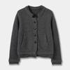 26 Outono/Inverno Novo Suéter Canelado Falso Duas Peças Vintage Cardigan de Tricô Gola Redonda Jaqueta Top de Manga Longa Feminina Cinza
