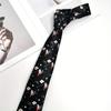 Terno Casual Masculino Moda Bordado Padrão Animal Pequeno Azul e Preto Gravata Amarrada à Mão 7cm Estilo Britânico Casamento