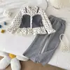 Conjunto Nuevo de Lunares 2026 Ropa de Primavera y Otoño: Conjunto de Dos Piezas para Niña Estilo Little Chanel de Manga Larga con Lunares + Pantalones de Campana