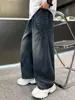 Jeans Anchos Holgados de Otoño para Niños 2026, Pantalones Largos de Moda Lavados con Estampado de Letras para Niños Mayores, Pantalones Casuales para Otoño