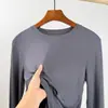 Nueva Camiseta Casual de Manga Larga con Cuello Redondo para Hombre, Doble Cara de Modal, Paquete de 60 Unidades para Primavera y Otoño, Camiseta Básica de Color Sólido