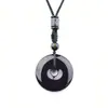 Colgante Hebilla de Seguridad de Obsidiana Natural Colgante de Obsidiana Ojo Arcoíris Collar para Pareja Hombres y Mujeres Cristal