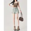 Shorts Vintage de Tiro Alto en Línea A para Mujer, Estilo Delgado, Nuevos de Verano 2026 Pantalones Cortos de Pierna Ancha, Shorts de Mezclilla Adelgazantes para Chicas Modernas