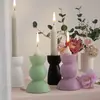 Suporte de Vela Geométrico Semicírculo de Resina de Cristal DIY Papoula Decoração de Jantar à Luz de Velas Gesso Molde de Silicone