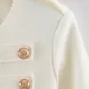 Jaqueta de tweed dupla face 2026 nova, elegante e da moda, estilo europeu e americano, para o dia a dia, com botões duplos