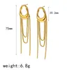 Pendientes de Acero Inoxidable con Cadena de Borlas Moda Transfronteriza Diseño de Nicho Titanio de Alta Gama Chapado en Oro de 18 Quilates Pendientes de Tachuela