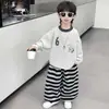 Conjunto de Sudadera Irregular para Niños de Primavera y Otoño, Conjunto Deportivo Elegante de Dos Piezas Estilo Coreano para Niños, Ropa Casual para Bebé de Moda