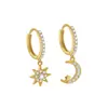 Pendientes Asimétricos de Estrella y Luna con Diamantes en Plata de Ley S925 para Mujer Diseño de Nicho Pendientes y Aretes de Lujo Únicos y Accesibles