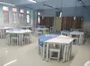 Mesas e Cadeiras Hexagonais Coloridas para Treinamento e Montagem Mesa para Grupo de Alunos Tutoria Psicológica Fabricante Mesa Octogonal para Atividade de Modelagem