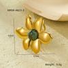 Anillo abierto de acero inoxidable con diseño de pétalos irregulares, chapado en oro de 18 quilates, con piedra natural, estilo INS, combinable con todo, para mujer.