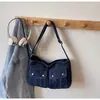 Bolsa de Lona Transfronteriza Lavable de Mezclilla para Viajes Diarios 2025 Otoño/Invierno Diseño de Nicho Casual de un Solo Hombro Cruzada para Mujer