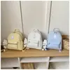 Mochila de estilo coreano con estampado de lunares, conejo y estrellas en bloques de color para estudiantes, bolsa escolar de gran capacidad, mochila linda y elegante para niñas