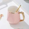 Taza de café con borde dorado nórdico, taza para avena para el desayuno, nueva taza de cerámica con personalidad creativa, taza, suministro de fábrica, venta al por mayor