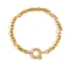 Pulsera Europea y Americana Ins Simple de Nicho Versátil Cadena de Hoja Acero Inoxidable Chapado en Oro de 18K Hebilla de Pin Pulsera de Cadena