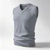 Chaleco de Punto para Hombre Transfronterizo 2026 Otoño Invierno Cálido Sin Mangas Suéter Holgado Cuello en V Tejido