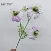 3 garfos 3 cabeças simulação Nigella Damascena Crisântemo Persa Flor de Seda Cerimônia de Casamento Salão de Casamento Caminho Arranjo de Flores Decoração Flor Falsa Material de Flor Artificial