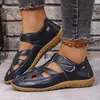 Sandalias de Gran Tamaño Transfronterizas para Mujer, Nuevo Estilo de Verano, Zapatos Casuales con Velcro, Suela Suave Cómoda, Sandalias Deportivas Planas Estilo Mom de Caña Baja