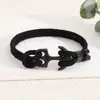 Pulsera de Cuerda Ajustable Tejida a Mano Estilo Milán con Ancla Nueva de Acero Inoxidable Transfronteriza Europea y Americana Pulsera de Cuerda para Mano Ajustable Pulsera de Joyería para Hombres y Mujeres