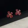 Pendientes Florales de Gota de Aceite Borgoña Retro Estilo Francés Hong Kong Pendientes Florales de Moda Versátiles Pendientes de Otoño e Invierno Venta al por Mayor