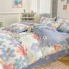 Sábana de Algodón Cepillado 100% Amigable con la Piel Diseño de Dibujos Animados Individual/Doble Dormitorio Estudiantil Juego de Tres Piezas Juego de Cuatro Piezas Estilo para Todas las Estaciones