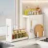 Estante de Almacenamiento para Cocina Encimera Deslizante Gabinete de Almacenamiento para Aceite, Sal, Salsa, Vinagre y Condimentos Estante de Almacenamiento Multifuncional para Tapas de Ollas y Vajilla