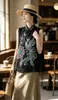 Novo colete jacquard de rayon estilo nacional chinês com bordado pesado, colete vintage sem mangas, top elegante de alta qualidade para primavera e outono