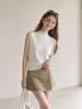 Chaleco de punto de cuello medio alto estilo coreano para mujer, nuevo modelo de verano 2026, corte ajustado, casual, top sin mangas versátil
