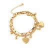 Pulsera Europea y Americana Transfronteriza de Venta Caliente Corazón Acero de Titanio Pulsera de Pareja Femenina ins Doble Capa Corazón de Melocotón Sencilla Moda Doble Capa