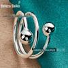 West Lake American Silver Sólido Pequeno Anel de Contas Redondas Anel Aberto Feminino Clássico Moda Jóias