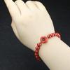 Pulseira de Areia Imperial de Cinábrio Mineral Cru Feita à Mão com Contas DIY Círculo Único Estilo Chinês Joia de Pulseira de Cinábrio para Homens e Mulheres